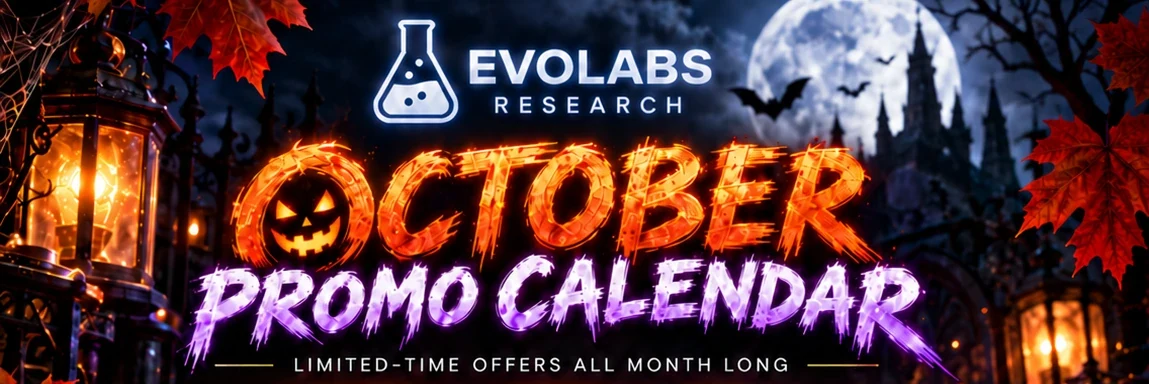 EVO Labs Research October promo calendar: limited-time offers all month long.